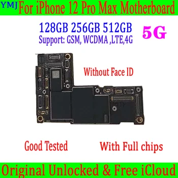 Suporte de actualização do ios&5G Para o iphone 12 Pro Max placa-Mãe 128GB de 256GB 512G Com/Sem IDENTIFICAÇÃO Cara 100% Testado com a placa lógica Original Desbloq