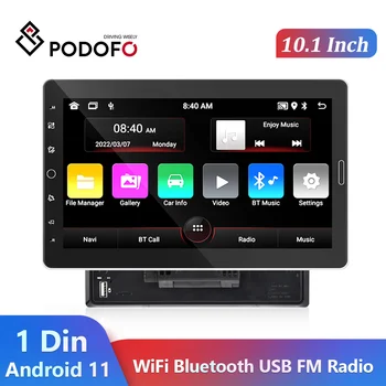 Podofo 1 Din Car Multimedia Player 10.1