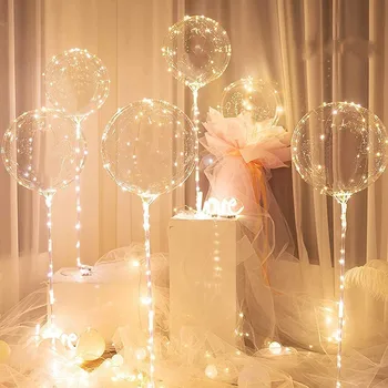 5 Pack LED Bobo Balões Luminosos Bolha Transparente Balão Colorido com Luz de Seqüência de caracteres para o Casamento, Aniversário, Decoração para uma Festa de Natal
