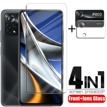 4in1 Para a Poco Pro X4 Vidro Para Xiaomi Poco Pro X4 5G de Vidro Temperado 9H Protetor de Tela Transparente Para a Poco Pro X4 Lente de Vidro