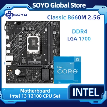SOYO B660M 2,5 G Clássico Com Intel I3 12100F Chip CPU, placa-Mãe Conjunto de M. 2 Dual Canal de Memória DDR4 12 de Geração de CPU (LGA1700)