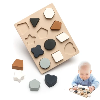 Novo 1Set Bebê de Silicone Montessori Brinquedos Geomet Quebra-cabeça Aninhada Brinquedos de Empilhar BPA Livre de Educação Pré-escolar Jogos de Crianças Presentes