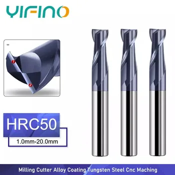 YIFINO HRC50 Nano Revestimento de Liga de Fundo Plano Fresa de 2 Lâmina CNC Matching Aço de Tungstênio Carboneto de Fresas de Ferramentas