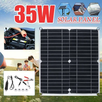 YAGOU 35W Painel Solar Kit Completo 12V Solar de Placa com Dupla Saída USB Carregador para o Exterior, RV Carro Acampamento com luz Solar Energia solar
