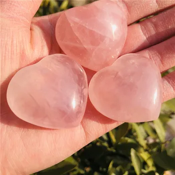 3pcs natural de pedra de cristal de quartzo rosa do amor em Forma de coração de Pedra de cura de cristal de ge 30mm