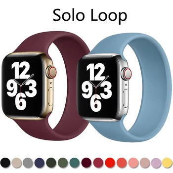 Cinta para Apple Faixa de Relógio de 7 de 45mm 41mm 44mm 40mm 42mm 38mm Cinto Elástico de Silicone Solo Loop pulseira iWatch serie SE/6/5/4/7