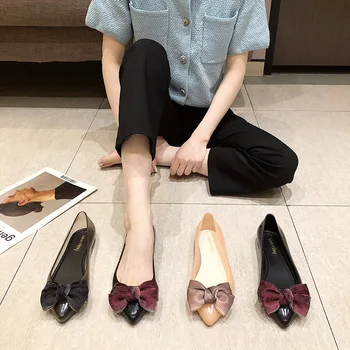 2022 Nova Moda Jelly Shoes Elegante das Mulheres de Verão Televisão Apontado Arco Confortável Bombas Transparente Sapatos femininos Frete Grátis