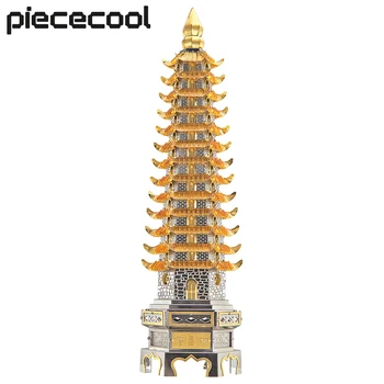Piececool 3D Metal Puzzles WENCHANG Edifício Torre Kits para Adultos DIY Modelo de Kits Teaser de Cérebro Brinquedos o Melhor Presente de Aniversário