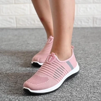 Mulher Casual Escorregar no Vulcanizada Sapatos 2021 Mulheres Sapatos de Malha Feminina Malha Respirável Mulheres Calçado para Senhoras Tênis
