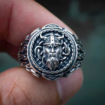 Vintage Nórdico Odin Anel De Homens de Aço Inoxidável 316L Odin Guerreiro Viking Anéis Amuleto Escandinávia Viking Jóias por Atacado