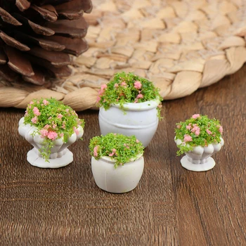 2pcs Casa de bonecas de Móveis 1:12 Acessórios Mini Planta Verde Bonsai, Vasos de Flores