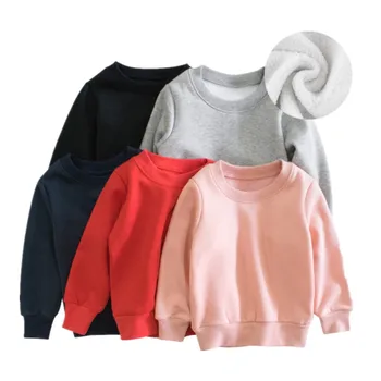 2022 Inverno Outono Camisola de Camisas de Bebê Meninos Meninas rapazes raparigas Sólido Espessamento Polar T-Shirts Roupas para de 1 a 9 Anos Crianças