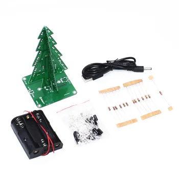 Três-Dimensional 3D Árvore de Natal de LED DIY Kit de Vermelho/Verde/Amarelo / Flash LED Circuito Kit Eletrônico Divertido Suite