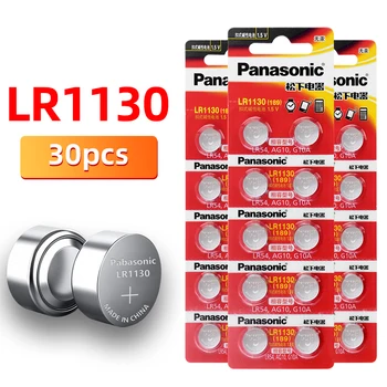 30PCS/monte PANASONIC Original LR1130 189 Pilhas Alcalinas de 1,5 V AG10 LR54 SR1130W Célula de Bateria 0%de Hg para o controle Remoto