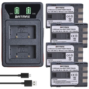 Batmax NB-2L NB-2LH NB2L de Bateria para Câmera+Novo LED USB Carregador Dual com o Tipo C Porta para Canon EOS 400D S80 S70 S50 S60 350D G7 G9