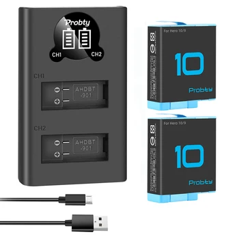 1850mAh Baterias com Carregador USB Para GoPro Hero 9 10 Preto Câmara Acessórios de Reposição para GoPro 10 a bateria e o carregador