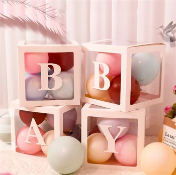 Chuveiro de bebê Decoração de Balão Transparente Caixa de Frist 1º Aniversário, Festa de Casamento, Decoração de Crianças de 2ª Presentes de Aniversário de Suprimentos