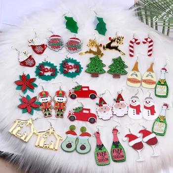 2022 Moda Acrílico Árvore de Natal Papai Noel Brincos para Mulheres Colorido Chapéu de Natal do Boneco de neve, floco de Neve Muleta Presentes de Natal