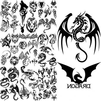Dragão Tatuagens Temporárias Para Os Homens Adultos Realista Lobo Scorpion Flower Tigre Falso Etiqueta Da Tatuagem Do Corpo O Braço De Transferência De Água Tatoos