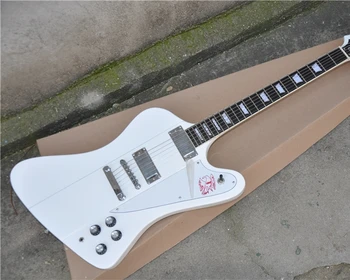 Clássico Firebird 6 cordas de uma guitarra elétrica, branco sólido corpo, cromo chapeado de hardware, Banjo botão, frete grátis