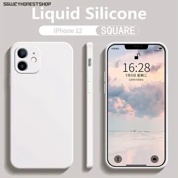 Luxo Quadrado Original Silicone Líquido Soft Case Para iPhone 11 12 Pro Max Mini SE de 2020 Caso Para o iPhone X XR XS 7 8 6s Plus Coque