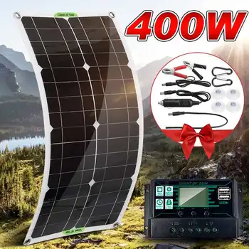 400W Painel Solar Kit Completo Dupla 12/DC 5V USB Com 60A/100A Solar Controlador de Células Solares para o Carro Iate RV Carregador de Bateria