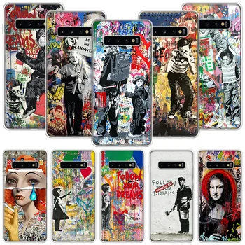 Banksy Graffiti Arte de Telefone Case Para Samsung Galaxy S20 FE S10 Plus, S21, S22 Ultra S10E S9 S8 S7 Borda J4 + Fundas Tampa Coque