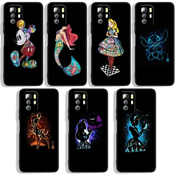 Princesa da Disney Marvel Caso De Telefone Xiaomi Redmi Nota 10 10S 10T 10ProMax 11 11 11T 11E Lite Pro 5G 4G Preto Funda Capa Mole