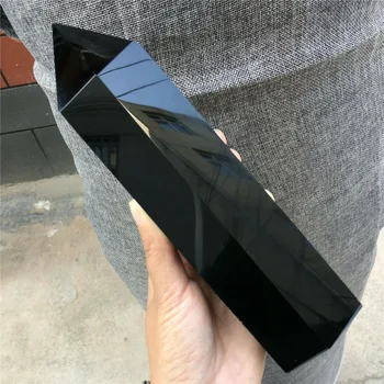Natural de obsidiana obelisco de Quartzo Varinha de cristal pilar do Reiki Cura sorte